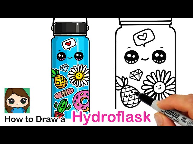 How to draw a hydroflask with cute stickers