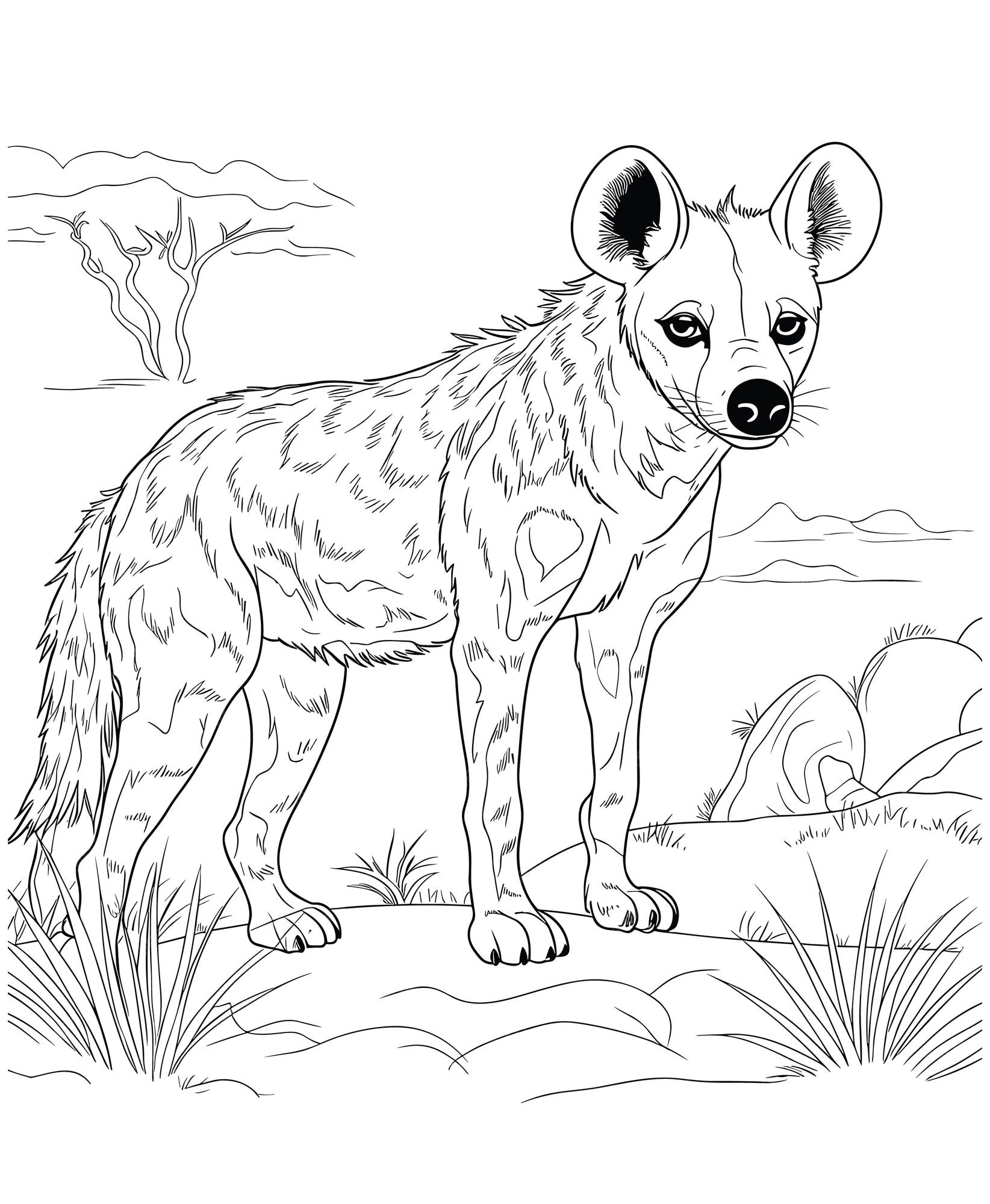 Premium vector hyena coloring pages for adults white background