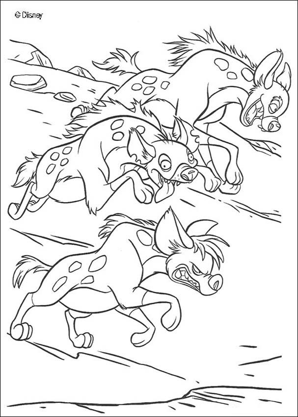 Running hyenas coloring pages