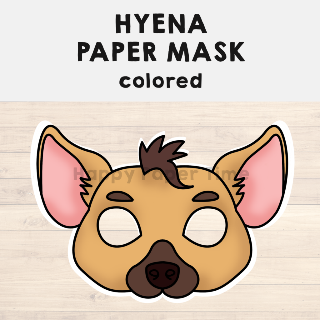 Hyena paper masks printable african animal coloring craft activity safari made by teachers