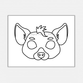 Hyena paper mask printable african animal coloring craft activity safari