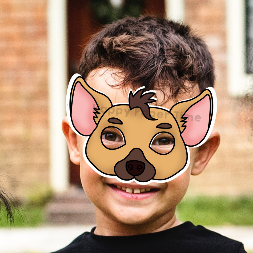 Hyena paper masks printable african animal coloring craft activity safari made by teachers