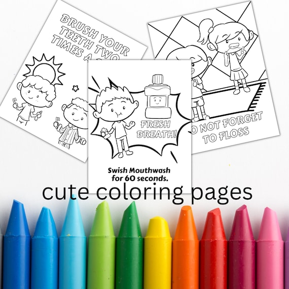 Set of kids dental hygiene coloring sheets printable dental coloring pages kids education about dental hygiene dental office worksheets