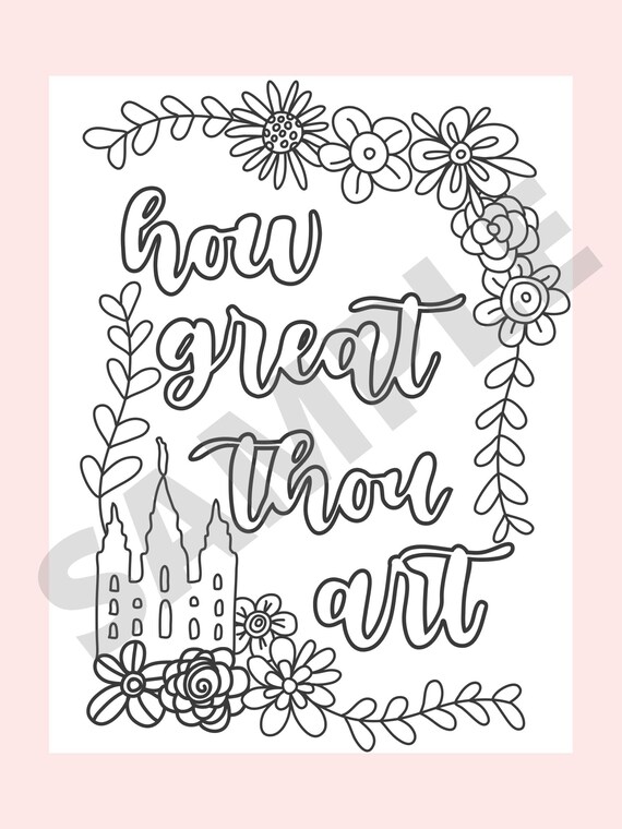 Lds hymn set of coloring book printable instant pdf download coloring pages adult coloring lds children and youth art prints quotes