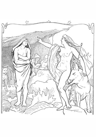 Freia gestures to hyndla coloring page free printable coloring pages
