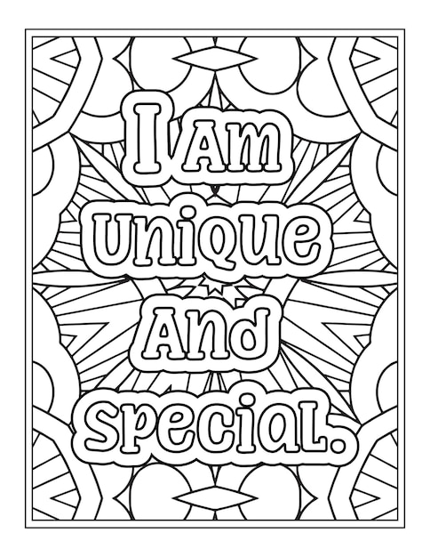 Premium vector a coloring page with the words i am unique and special written on it