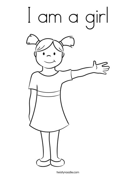 I am a girl coloring page