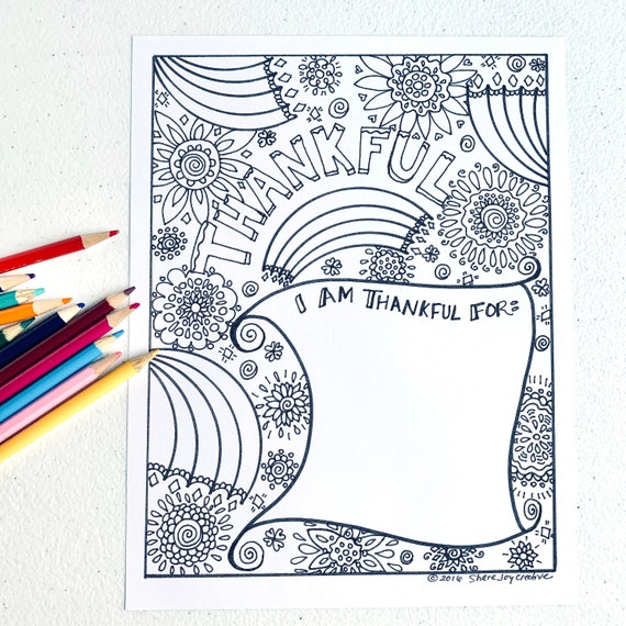 Thankful i am thankful for coloring page printable coloring page downloadable pdf thankful coloring page
