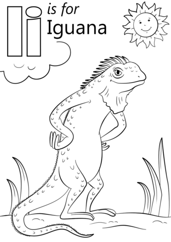 Letter i is for iguana coloring page free printable coloring pages