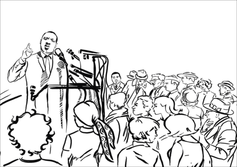 Martin luther king jr makes a speech coloring page free printable coloring pages