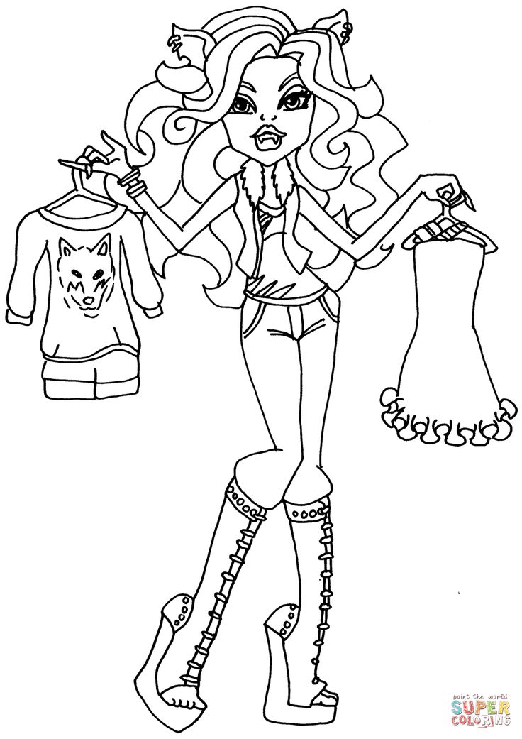 I heart fashion clawdeen wolf super coloring coloring pages coloring pages to print monster high characters