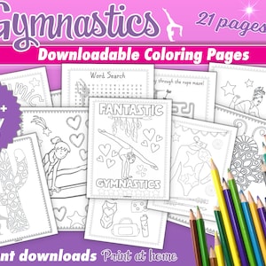Coloring book pages gymnastics