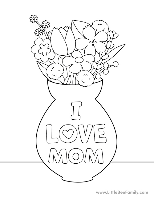 I love mom coloring page