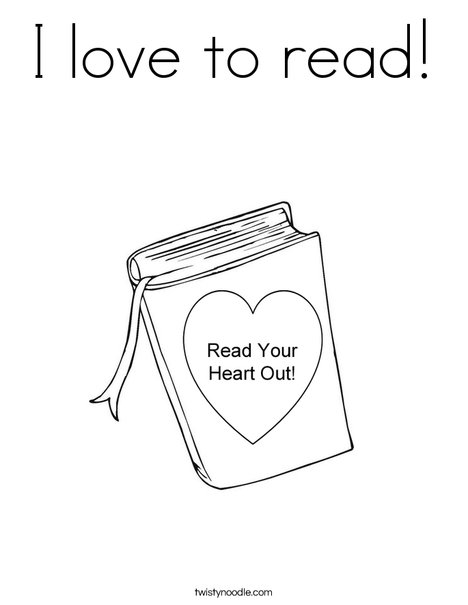 I love to read coloring page