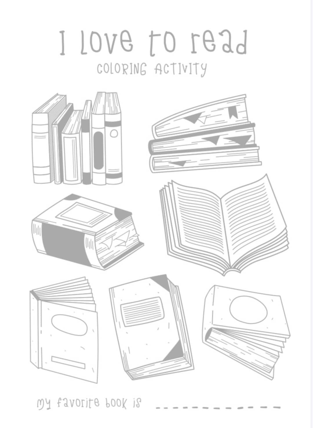 I love to read colouring activity sheet digital download download now