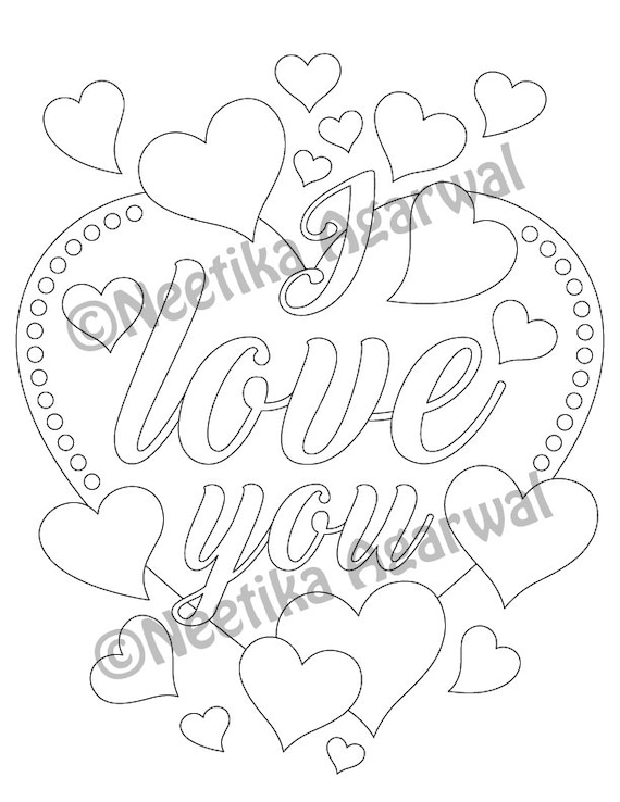 I love you valentine adult coloring page valentines day coloring page printable coloring page digital download