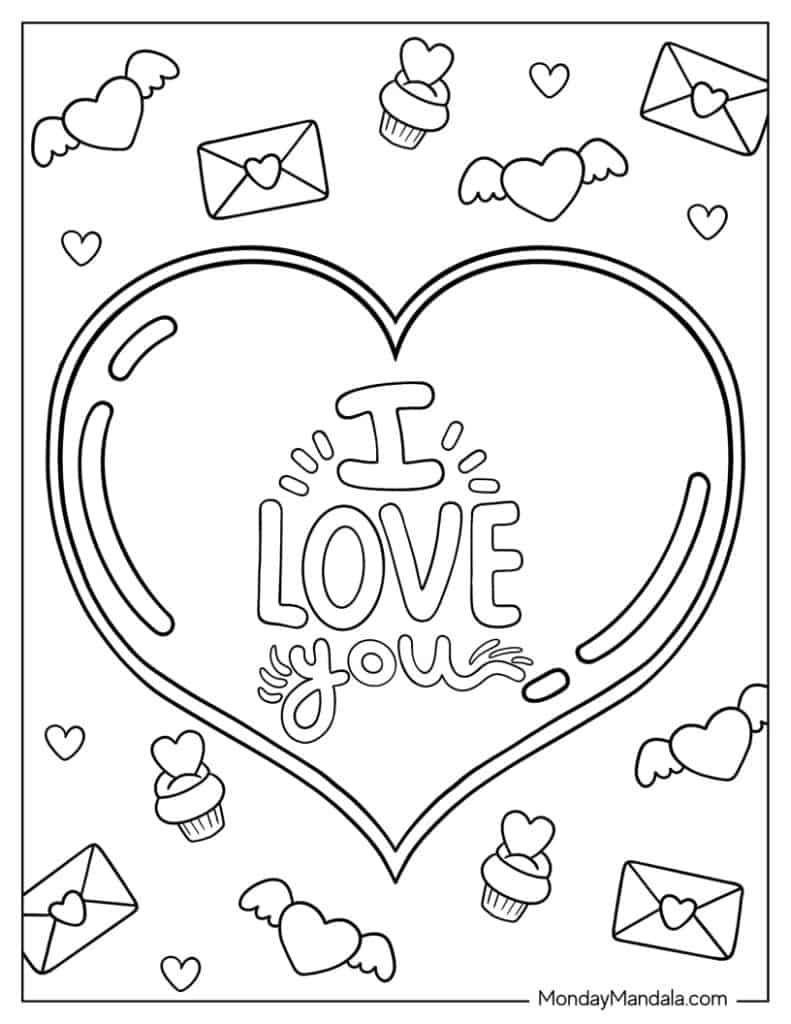 I love you coloring pages free pdf printables