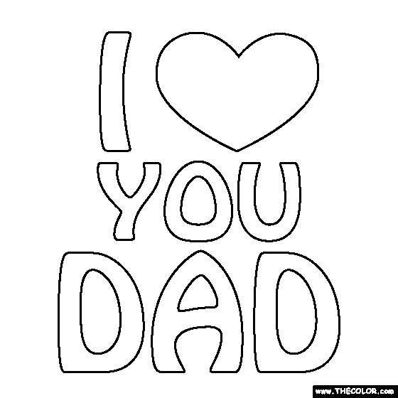 Free coloring page of the words i love you dad color in this picture of the words i love yâ love you dad fathers day printable fathers day card template