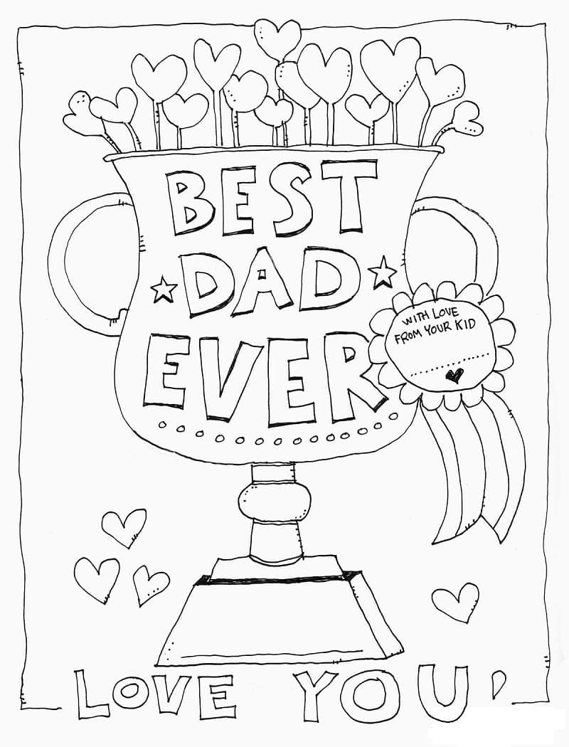 Printable best dad ever coloring page