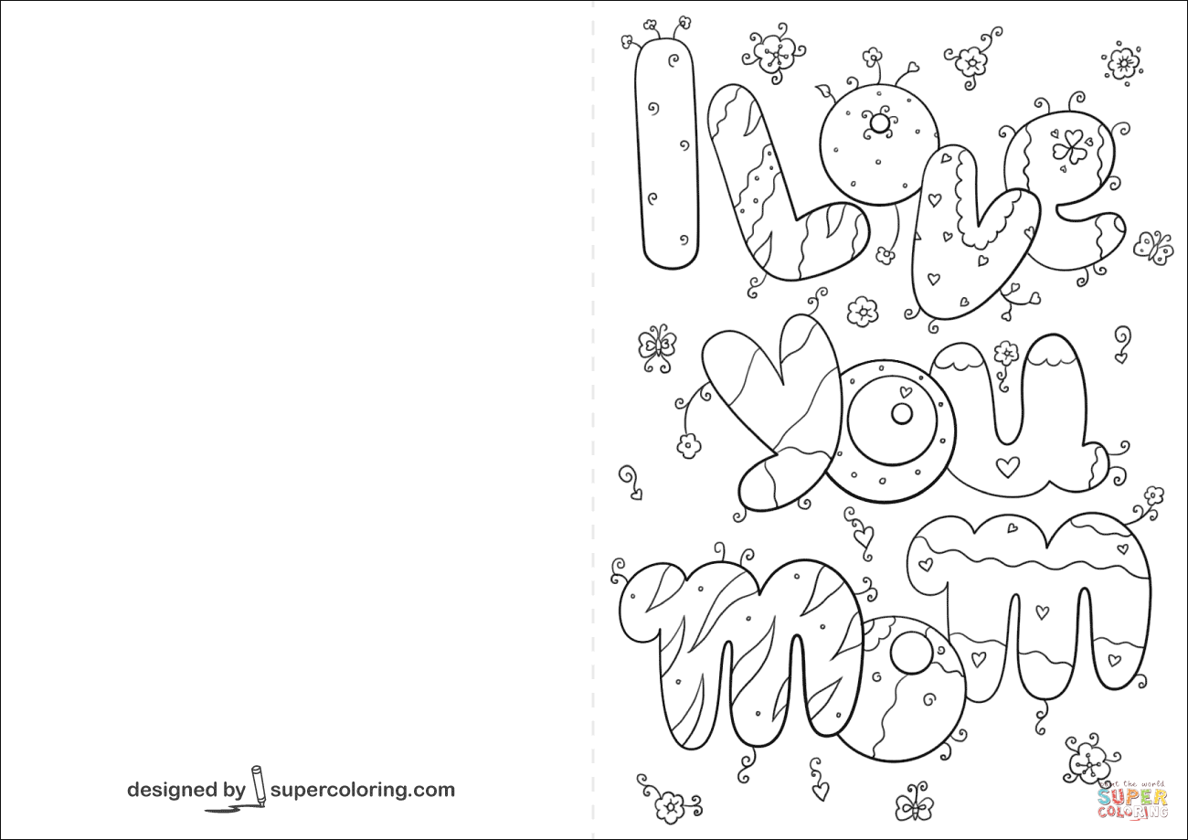 I love you mom card coloring page free printable coloring pages