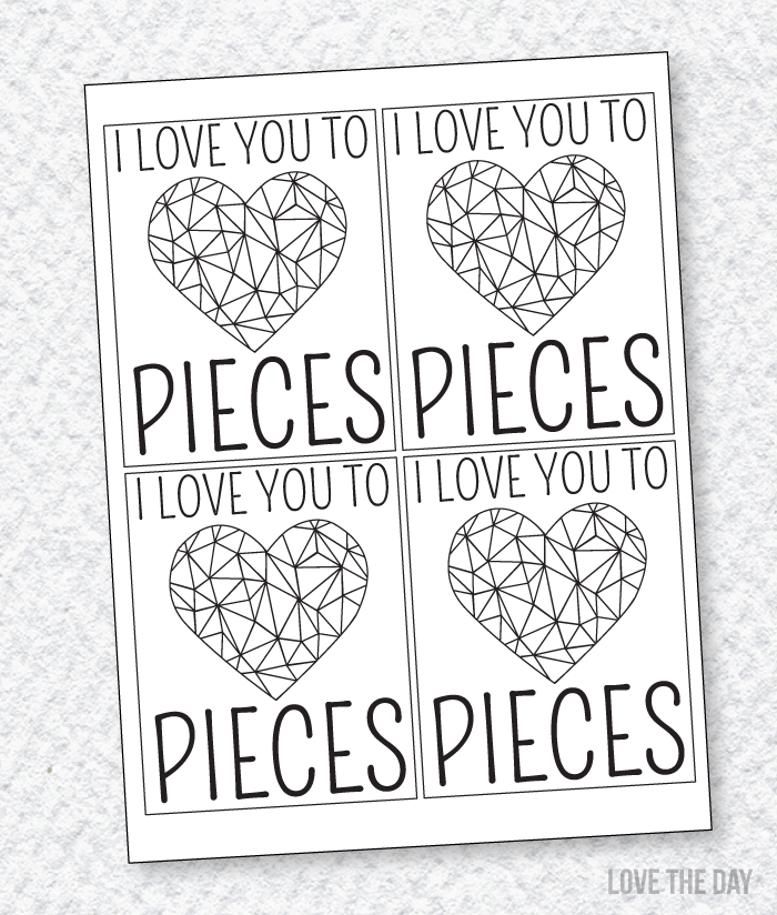 Valentine cards to color printable