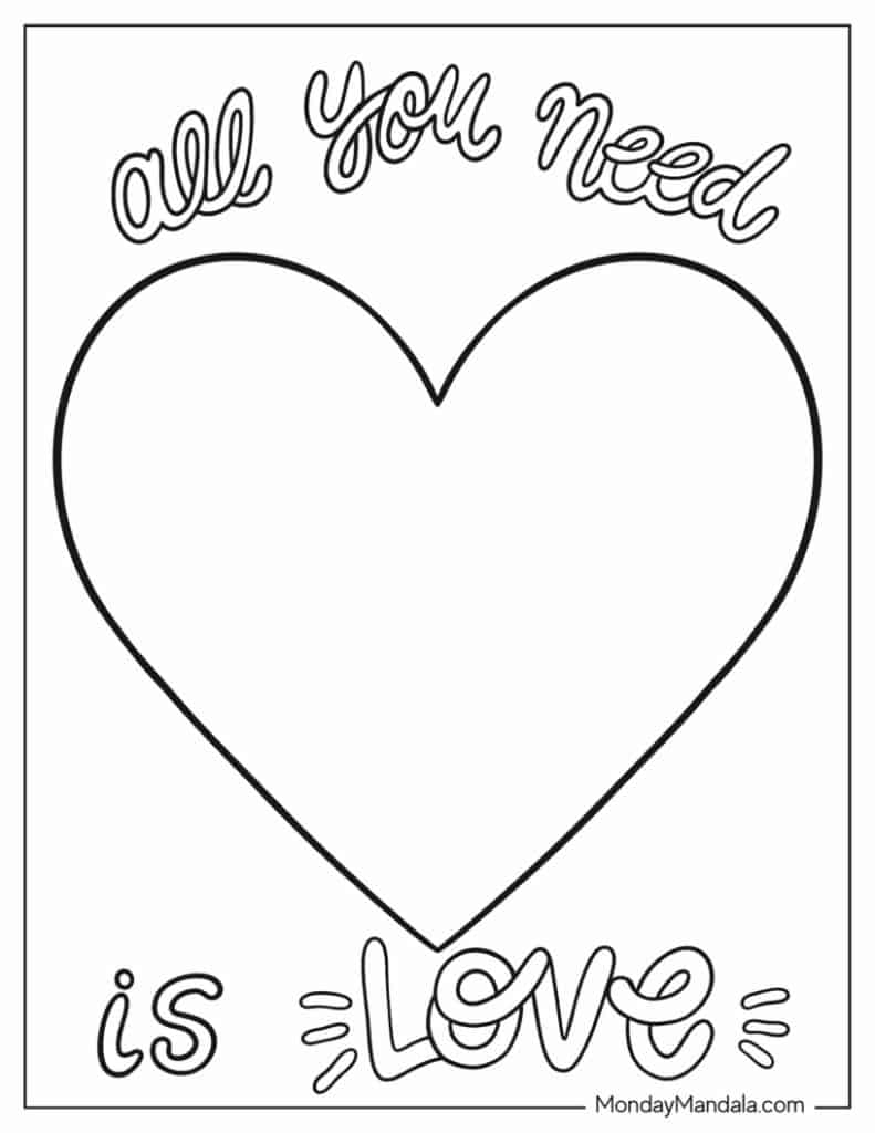 Heart coloring pages free pdf printables