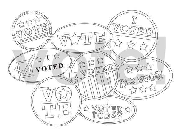 I voted stickers printable coloring page for kids election activity election coloring pages vote coloring book