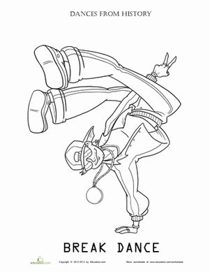 Break dancer worksheet education dance coloring pages coloring pages dance crafts