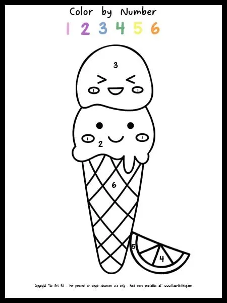 Ice cream color by number coloring page free printable â the art kit