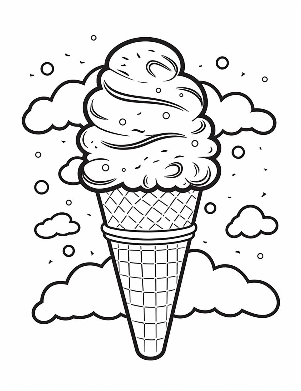 Yummy ice cream coloring pages for kids and adults