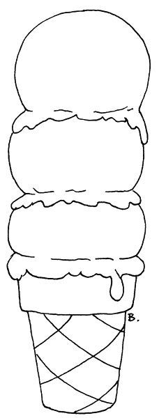 Triple scoop icecream cone coloring pages coloring for kids color