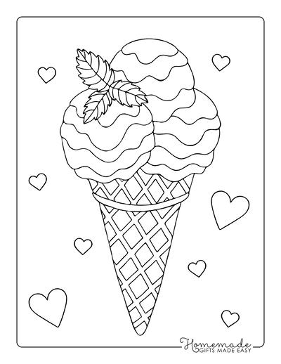 Ice cream coloring pages for kids adults