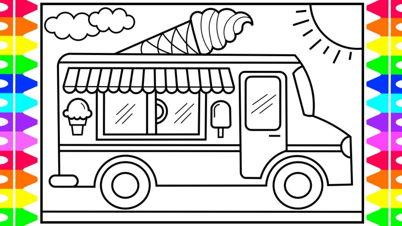 How to draw an ice cream truck for kids ððð ice cream truck drawing and coloring pages for kids