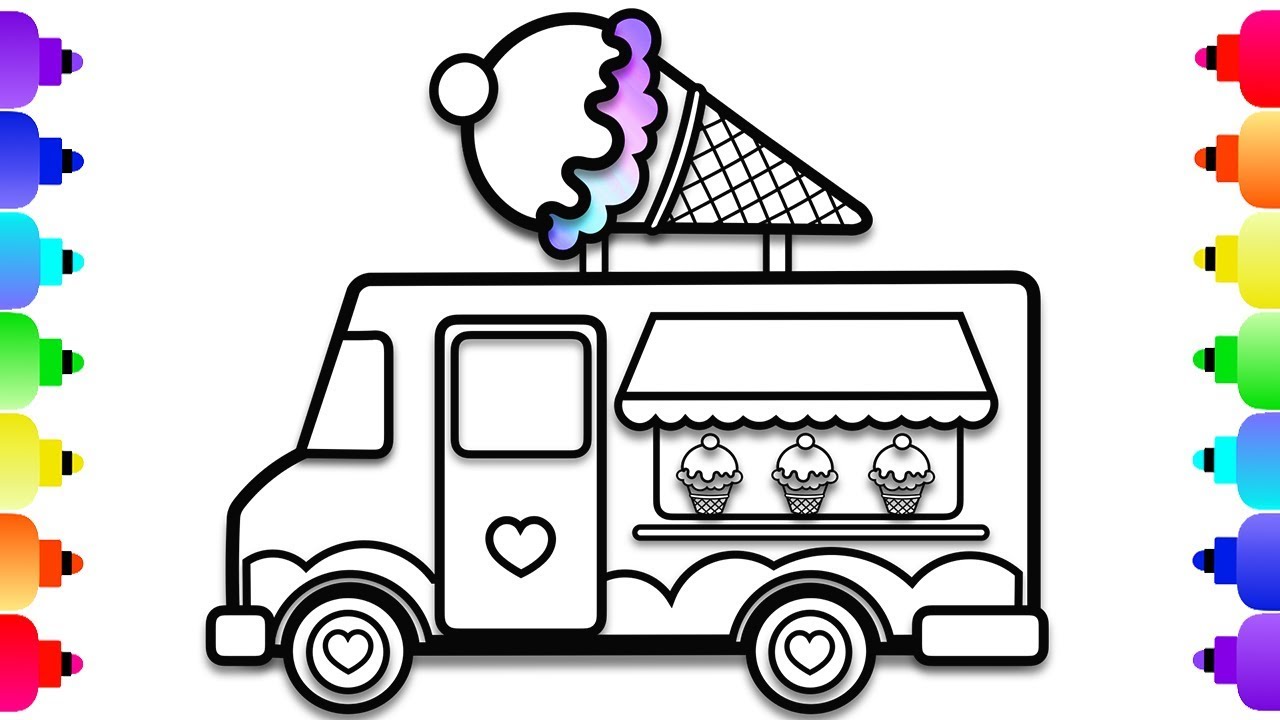 How to draw an ice cream truck easy for kids ice cream truck coloring page learn to draw