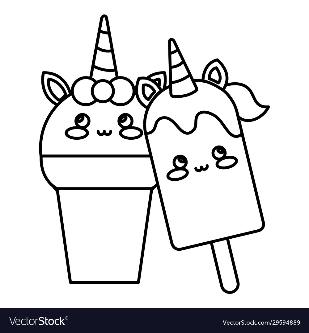 Cute unicorn ice creams isolated icon royalty free vector