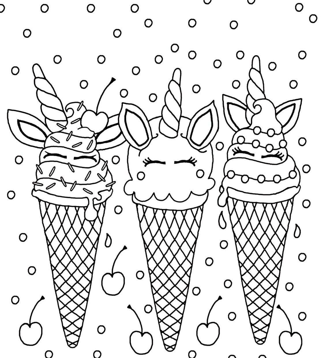 Ice cream coloring book digital instant download pages
