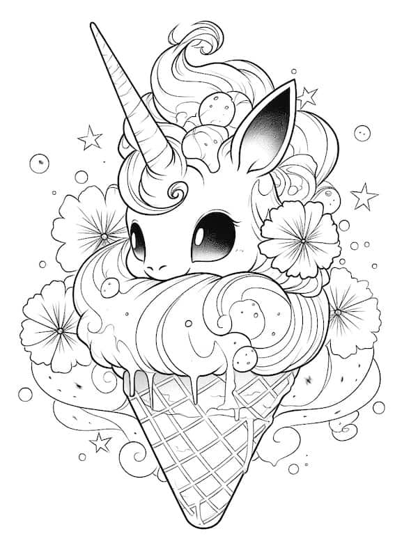 Yummy ice cream coloring pages for kids and adults