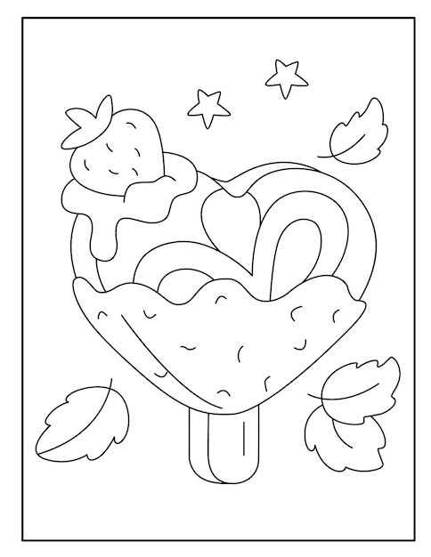 Premium vector cute ice cream coloring page