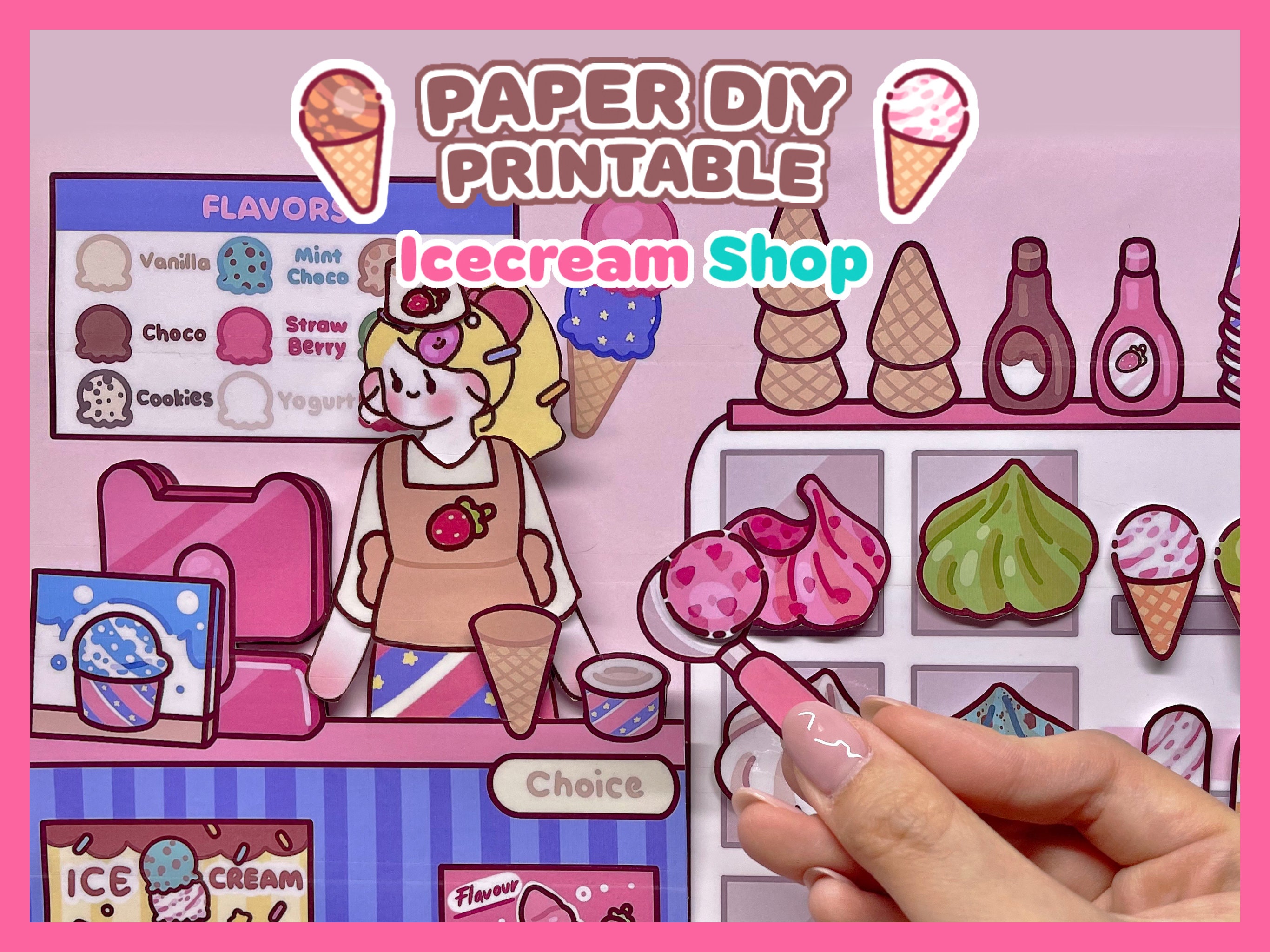 Charibo art ice cream shop paper diy printable pack digital coloring book printable coloring pages coloring template