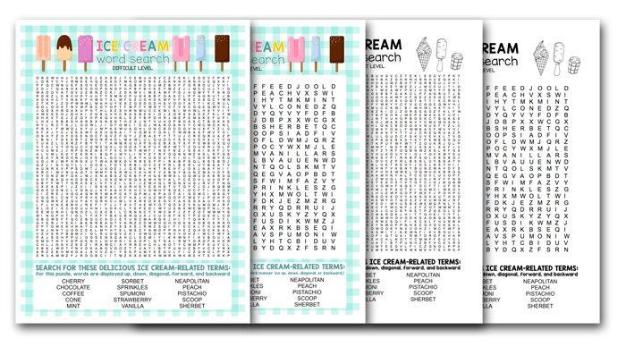 Free ice cream word search printable puzzles i should be mopping the floor