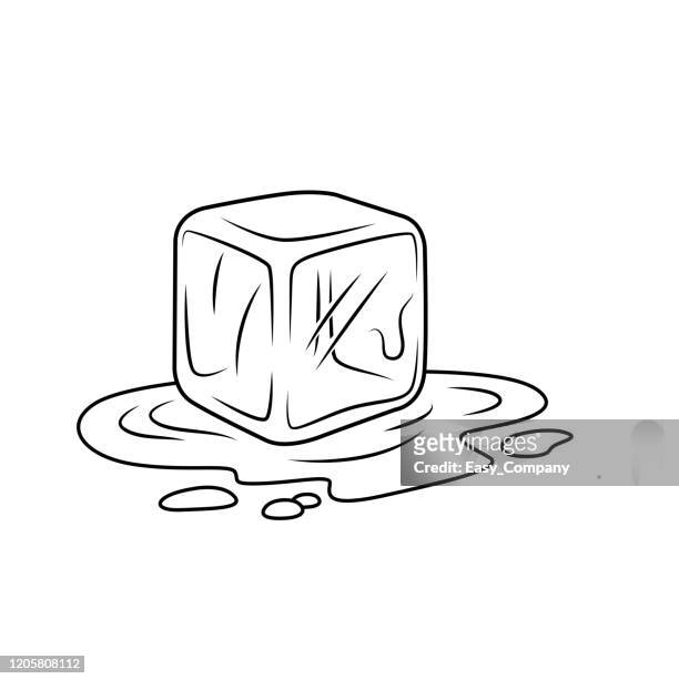 Vector illustration of ice cube isolated on white background for kids coloring activity worksheetworkbook high