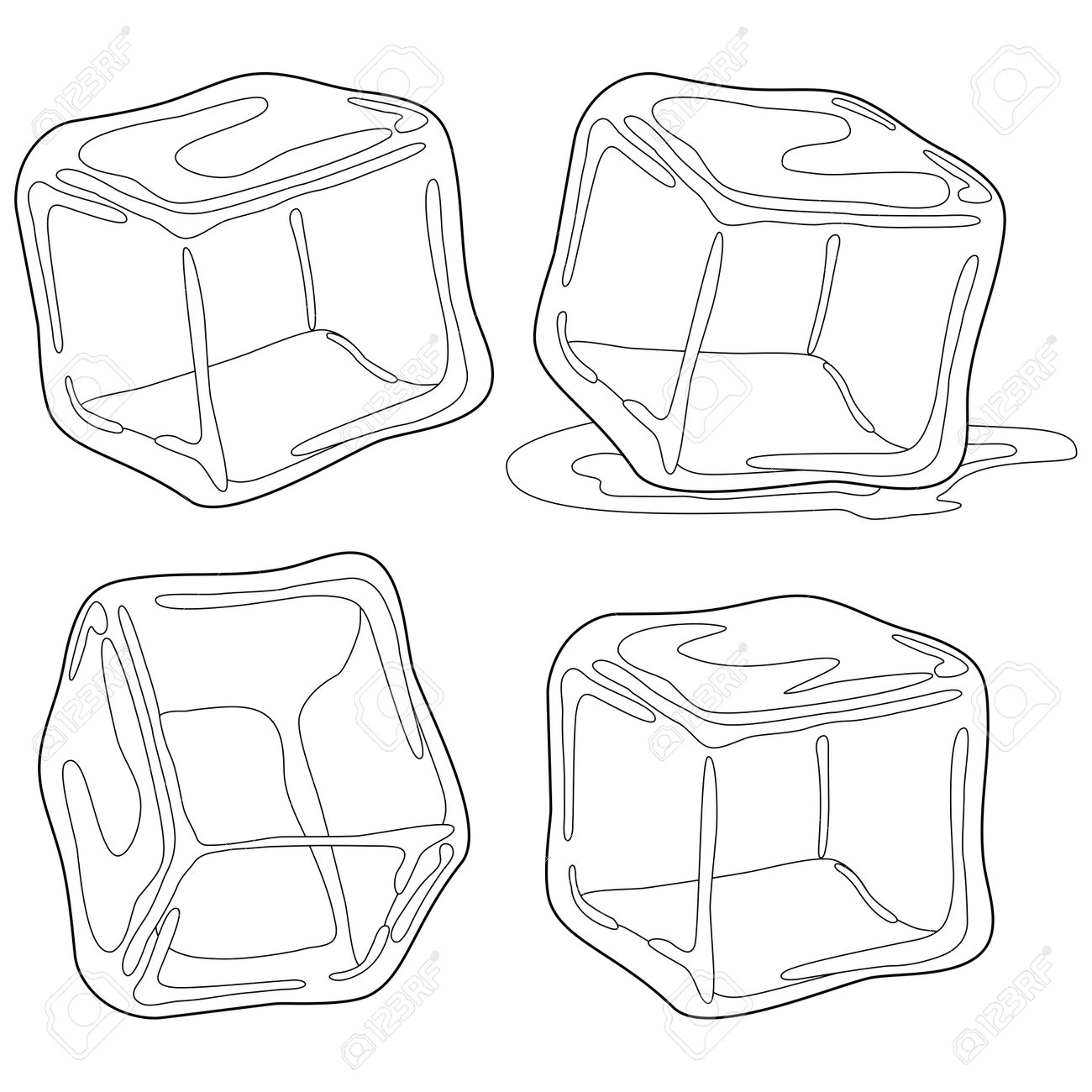 Ice cubes vector black and white coloring page royalty free svg cliparts vectors and stock illustration image