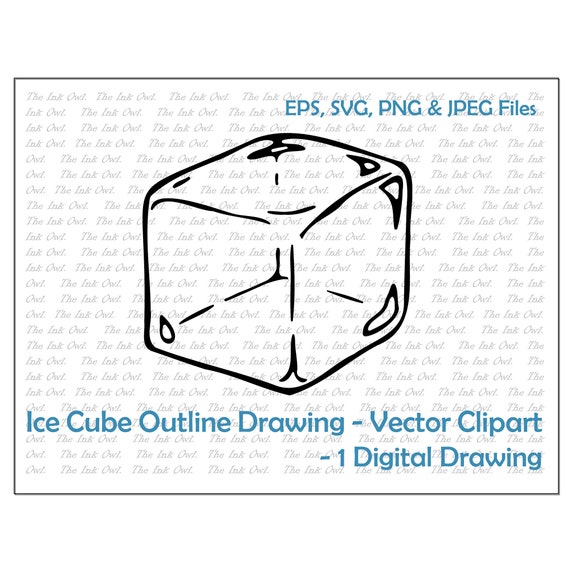Ice cube vector clipart outline drawing illustrations png jpg svg eps