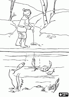 Ice fishing ice fishing coloring pages fish drawings