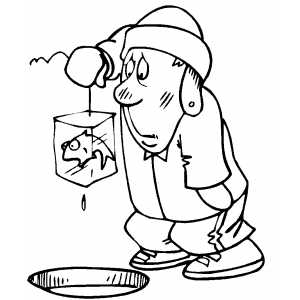 Ice fishing coloring sheet