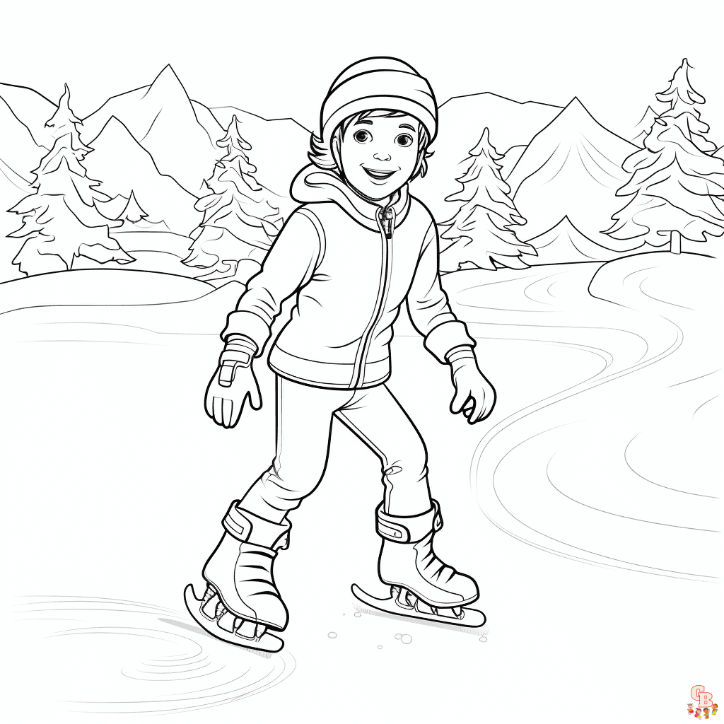 Printable ice skating coloring pages free for kids and adults