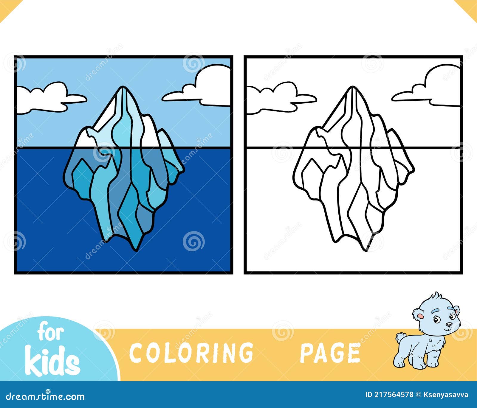 Coloring book for kids iceberg background stock vector