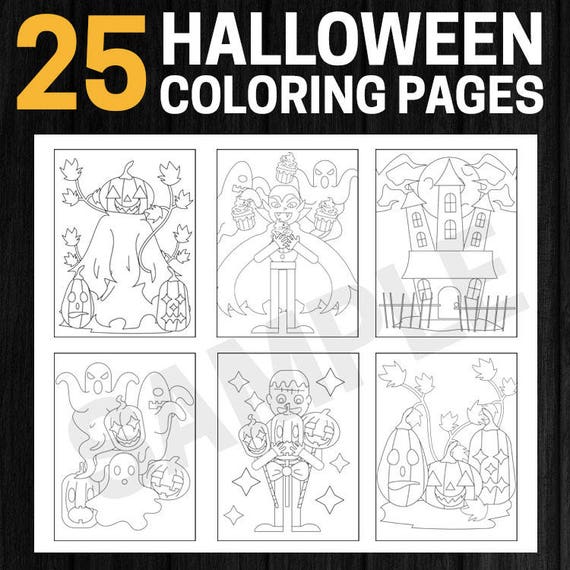Halloween coloring pages instant download coloring book for kids and adults halloween activity book halloween project black cat