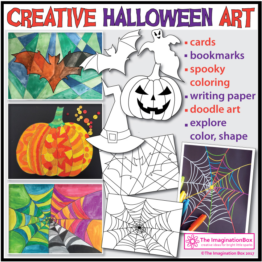 Halloween bundle coloring pages and art activities