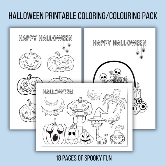 Halloween activity colouring coloring pack book printable childrens kids spooky pumpkin mindful autumn pages